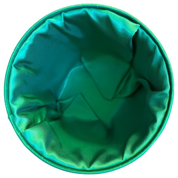 PIER 1 Silky Lidded Round Canister Lined Deep Green Storage 4.75" x 4.75" - Picture 5 of 6